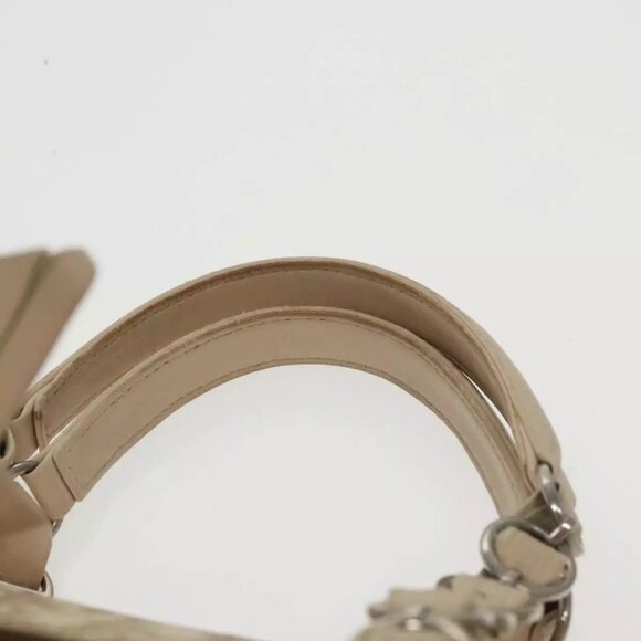 Christian Dior Trotter Canvas Romantic Hand Bag PVC Beige Silver Auth 100673 - Picture 8 of 16